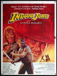 5h543 INDIANA JONES & THE TEMPLE OF DOOM French 1p '84 completely different art by Michel Jovin!