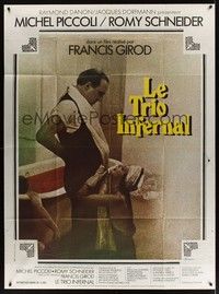 5h544 INFERNAL TRIO French 1p '74 Francis Girod, sexy Romy Schneider, Michel Piccoli, Ferracci art