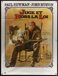 5h569 LIFE & TIMES OF JUDGE ROY BEAN French 1p '72 different art of Paul Newman by Ferracci!