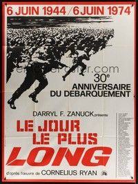 5h570 LONGEST DAY French 1p R74 Zanuck's World War II D-Day movie, cool image of soldiers charging