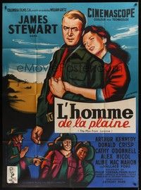 5h583 MAN FROM LARAMIE style B French 1p '55 different art of James Stewart by Andre Bertrand!