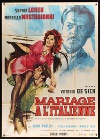 5h587 MARRIAGE ITALIAN STYLE French 1p '64 de Sica's Matrimonio all'Italiana, Loren, Mastroianni