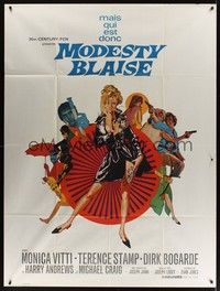 5h601 MODESTY BLAISE French 1p '66 Bob Peak art of sexiest female secret agent Monica Vitti!