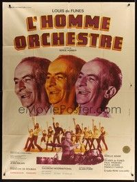 5h616 ONE MAN BAND French 1p '70 L'Homme Orchestre, wacky Louis de Funes, Charles Rau art!