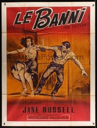 5h618 OUTLAW French 1p R60s different art of sexy Jane Russell & Jack Buetel, Howard Hughes