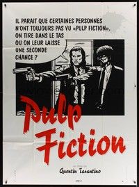 5h624 PULP FICTION French 1p '94 Tarantino, different art of Travolta & Jackson by Bittler!