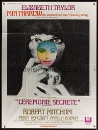 5h640 SECRET CEREMONY French 1p '68 Elizabeth Taylor, Mia Farrow, Robert Mitchum, Joseph Losey