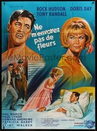 5h641 SEND ME NO FLOWERS French 1p '64 different art of Hudson, Day & Randall by Boris Grinsson!