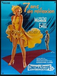 5h642 SEVEN YEAR ITCH French 1p R70s best art of Marilyn Monroe's skirt blowing by Boris Grinsson!