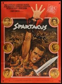 5h650 SPARTACUS French 1p R70s Stanley Kubrick epic, art of cast on gold coins by Mascii