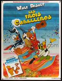 5h671 THREE CABALLEROS French 1p R70s great artwork of Donald Duck, Panchito & Joe Carioca!