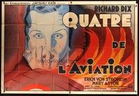 5h334 LOST SQUADRON French 2p '33 incredible different art of Mary Astor & fiery plane crash!