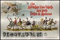 5h326 THOSE MAGNIFICENT MEN IN THEIR FLYING MACHINES French 8p '65 wacky art of early airplane!