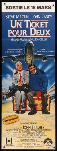 5h350 PLANES, TRAINS & AUTOMOBILES French door-panel '87 John Hughes, Steve Martin & John Candy