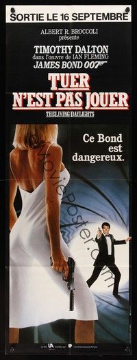 5h346 LIVING DAYLIGHTS French door panel '87 Timothy Dalton as James Bond & sexy Maryam d'Abo!