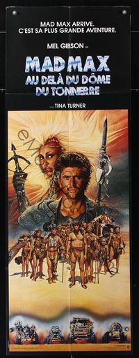 5h347 MAD MAX BEYOND THUNDERDOME French door panel '85 art of Mel Gibson & Tina Turner by Amsel!