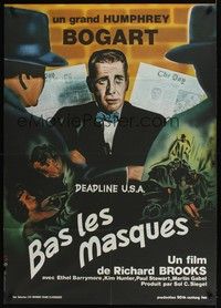 5h361 DEADLINE-U.S.A. French 31x43 R75 different art of newspaper editor Humphrey Bogart!