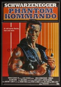 5h032 COMMANDO German 33x47 '85 Arnold Schwarzenegger is going to make someone pay!