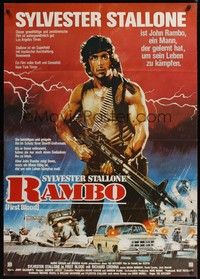5h035 FIRST BLOOD German 33x47 '82 artwork of Sylvester Stallone as John Rambo!