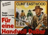 5h036 FISTFUL OF DOLLARS German 33x47 R78 Sergio Leone, art of Clint Eastwood by Renato Casaro!