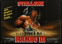 5h043 RAMBO III German 33x47 '88 best different art of Sylvester Stallone by Renato Casaro!