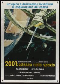 5h072 2001: A SPACE ODYSSEY Italian 1p R70s Stanley Kubrick, art of space wheel by Bob McCall!