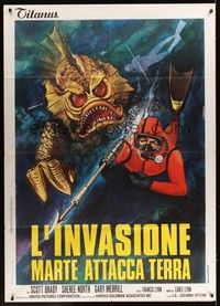 5h111 DESTINATION INNER SPACE Italian 1p '74 cool different monster artwork by Luca Crovato!