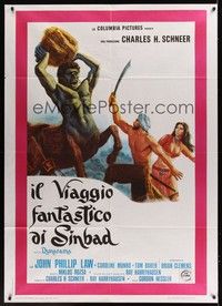 5h131 GOLDEN VOYAGE OF SINBAD Italian 1p '73 special effects by Ray Harryhausen, cool fantasy art!