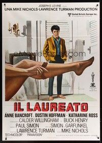 5h135 GRADUATE Italian 1p R70s artwork of Dustin Hoffman & Anne Bancroft's sexy leg!