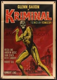 5h153 KRIMINAL Italian 1p '66 Umberto Lenzi, art of man with knife in cool skeleton costume!