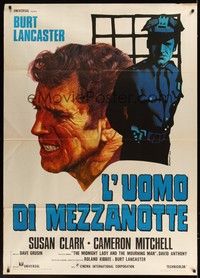 5h171 MIDNIGHT MAN Italian 1p '74 different art of Burt Lancaster by Piero Ermanno Iaia!