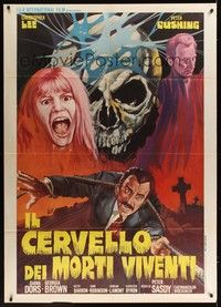 5h177 NOTHING BUT THE NIGHT Italian 1p '73 Christopher Lee, Cushing, different skull art by Aller!