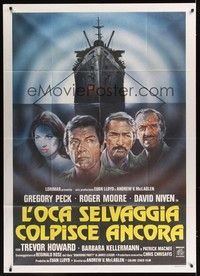 5h193 SEA WOLVES Italian 1p '80 different art of Gregory Peck, Roger Moore & David Niven!