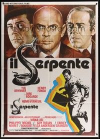 5h194 SERPENT Italian 1p '73 art of Yul Brynner, Henry Fonda & Dirk Bogarde by Renato Casaro!