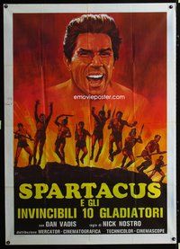 5h199 SPARTACUS & THE TEN GLADIATORS Italian 1p R80s art of Dan Vadis & his men attacking by Aller!