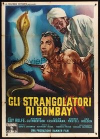 5h202 STRANGLERS OF BOMBAY Italian 1p '60 Terence Fisher, Hammer, different art of man & cobra!