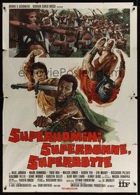 5h206 SUPERSTOOGES VS. THE WONDERWOMEN Italian 1p '74 great art of superstooges, women w/bows!