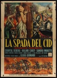 5h207 SWORD OF EL CID Italian 1p '62 cool art of knights on horseback by Mos!