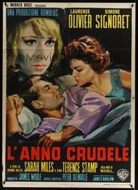 5h208 TERM OF TRIAL Italian 1p '62 different art of Laurence Olivier, Signoret & Miles by Manfredo