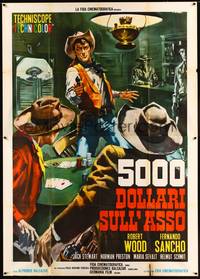 5h254 FIVE THOUSAND DOLLARS ON ONE ACE Italian 2p '65 cool Renato Casaro poker gunfight art!