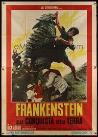 5h256 FRANKENSTEIN CONQUERS THE WORLD Italian 2p 1971 different image of monsters fighting!