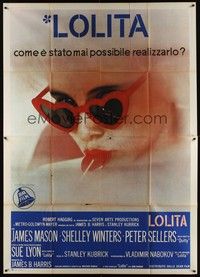 5h277 LOLITA Italian 2p '62 Stanley Kubrick, sexy Sue Lyon with heart sunglasses & lollipop!