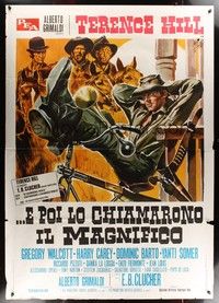 5h281 MAN OF THE EAST Italian 2p '74 art of cowboy Terence Hill by Sandro Symeoni!