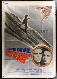 5h282 MAN WHO FELL TO EARTH Italian 2p '76 Nicolas Roeg, David Bowie, completely different art!