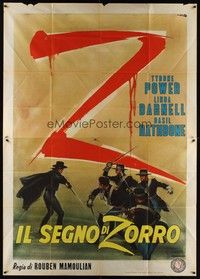 5h284 MARK OF ZORRO Italian 2p R60 different Ciriello art of masked hero Tyrone Power in costume!