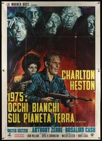 5h292 OMEGA MAN Italian 2p '71 Charlton Heston is the last man alive, great different Ciriello art