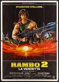 5h303 RAMBO FIRST BLOOD PART II Italian 2p '85 great Casaro art of Sylvester Stallone w/huge gun!