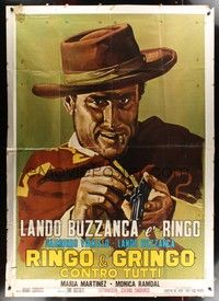 5h305 RINGO & GRINGO AGAINST ALL Italian 2p R70s great art of Lando Buzzanca by Mario Piovano!