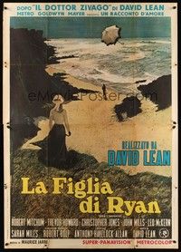 5h309 RYAN'S DAUGHTER Italian 2p '70 directed by David Lean, art of Sarah Miles on beach!
