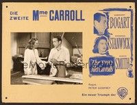 5h057 TWO MRS. CARROLLS Swiss LC '47 close up of Humphrey Bogart & Barbara Stanwyck!